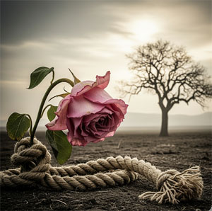 Rose enchainée par une corde